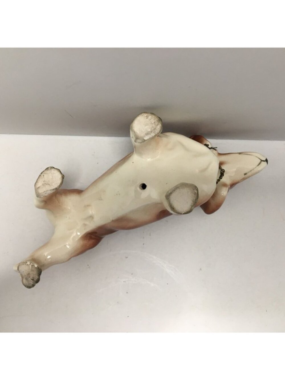 Ceramic Dachshund Dog Hand Painted Figurine Red Brown Collar Chain Japan - Picture 12 of 12